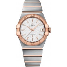 Réplique Omega Constellation Chronomètre automatique 38 mm Cadran argenté Montre en acier inoxydable et or rose pour homme 123.20.38.21.02.007