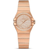 Réplique Montre Omega Constellation Co-Axial Master Chronometer avec cadran diamant et or rose pour femme 123.55.27.20.55.006