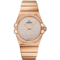 Réplique Montre Omega Constellation Co-Axial Master Chronometer avec cadran diamant et or rose pour femme 123.55.38.20.99.004