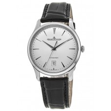 Réplique Montre pour homme Jaeger LeCoultre Master ultra fine avec cadran argenté et bracelet en cuir noir 1238420