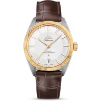 Réplique Omega Constellation Globemaster Or &amp; Montre Homme Bracelet Cuir Acier 130.23.39.21.02.001