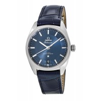 Réplique Montre pour homme Omega Constellation Globemaster avec cadran bleu et bracelet en cuir 130.33.39.21.03.001