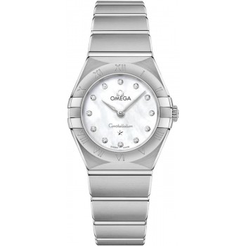 Réplique Montre pour femme Omega Constellation Manhattan Quartz 25 mm Cadran en nacre Diamant en acier inoxydable 131.10.25.60.55.001