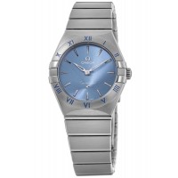 Réplique Montre pour femme Omega Constellation Quartz 28 mm en acier avec cadran bleu 131.10.28.60.03.001