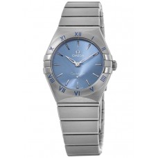 Réplique Montre pour femme Omega Constellation Quartz 28 mm en acier avec cadran bleu 131.10.28.60.03.001