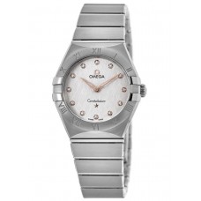 Réplique Montre pour femme Omega Constellation Manhattan Quartz 28 mm Cadran argenté Diamant en acier inoxydable 131.10.28.60.52.001