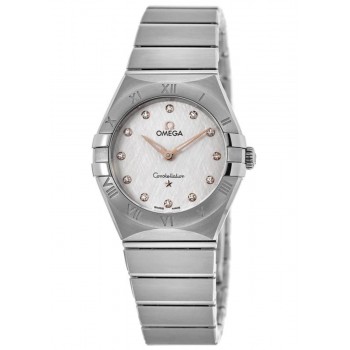 Réplique Montre pour femme Omega Constellation Manhattan Quartz 28 mm Cadran argenté Diamant en acier inoxydable 131.10.28.60.52.001