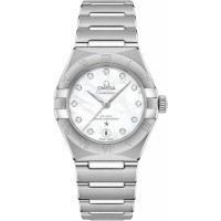 Réplique Montre Omega Constellation Manhattan Chronometer 29 mm avec cadran en nacre et diamant en acier inoxydable pour femme 131.10.29.20.55.001