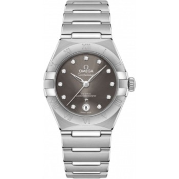 Réplique Montre Omega Constellation Manhattan Chronometer 29 mm avec cadran gris et diamant en acier inoxydable pour femme 131.10.29.20.56.001