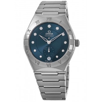 Réplique Montre pour femme Omega Constellation Star 27 mm avec cadran diamant bleu en acier inoxydable 131.10.34.20.53.001