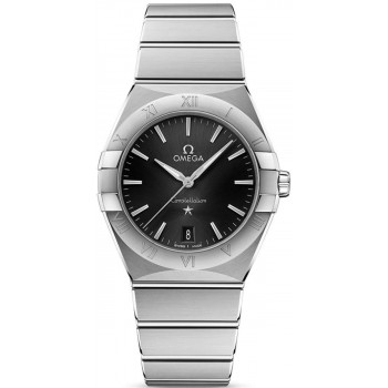 Réplique Montre pour femme Omega Constellation Quartz 36 mm cadran noir en acier inoxydable 131.10.36.60.01.001