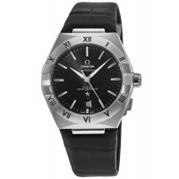 Réplique Omega Constellation Co-Axial Master Chronometer Cadran noir Bracelet en cuir noir Montre pour homme 131.13.39.20.01.001