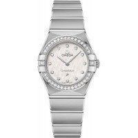 Réplique Montre pour femme Omega Constellation Manhattan Quartz 25 mm Cadran argenté Diamant en acier inoxydable 131.15.25.60.52.001