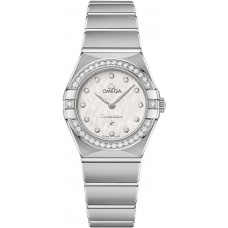 Réplique Montre pour femme Omega Constellation Manhattan Quartz 25 mm Cadran argenté Diamant en acier inoxydable 131.15.25.60.52.001