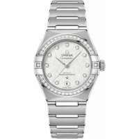 Réplique Montre Omega Constellation Manhattan Chronometer 29 mm avec cadran argenté et diamant en acier inoxydable pour femme 131.15.29.20.52.001