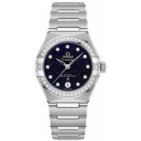 Réplique Montre Omega Constellation Manhattan Chronometer 29 mm avec cadran bleu et diamant en acier inoxydable pour femme 131.15.29.20.53.001