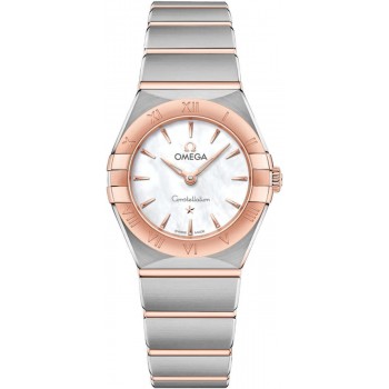 Réplique Montre pour femme Omega Constellation Manhattan Quartz 25 mm avec cadran en nacre or rose et acier inoxydable 131.20.25.60.05.001