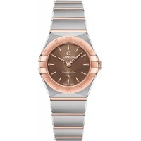 Réplique Montre pour femme Omega Constellation Manhattan Quartz 25 mm, cadran marron, or rose et acier inoxydable 131.20.25.60.13.001