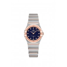 Réplique Montre pour femme Omega Constellation Manhattan Quartz 25 mm, cadran bleu, diamant, or rose et acier inoxydable 131.20.25.60.53.002