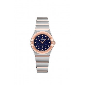 Réplique Montre pour femme Omega Constellation Manhattan Quartz 25 mm, cadran bleu, diamant, or rose et acier inoxydable 131.20.25.60.53.002