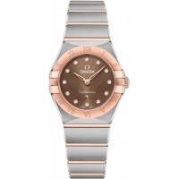 Réplique Montre pour femme Omega Constellation Manhattan Quartz 25 mm, cadran marron, diamant, or rose et acier inoxydable 131.20.25.60.63.001