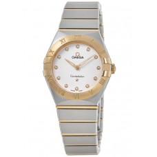 Réplique Montre pour femme Omega Constellation Manhattan Quartz 28 mm, cadran argenté, diamant, or jaune et acier inoxydable 131.20.28.60.52.002