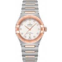 Réplique Montre Omega Constellation Manhattan Chronometer 29 mm, cadran argenté, diamant, or rose et acier inoxydable pour femme 131.20.29.20.52.001