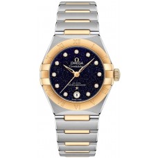 Réplique Montre pour femme Omega Constellation Manhattan Chronometer 29 mm, cadran bleu, diamant, or jaune et acier inoxydable 131.20.29.20.53.001