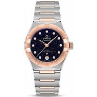 Réplique Montre pour femme Omega Constellation Manhattan Chronometer 29 mm, cadran bleu, diamant, or rose et acier inoxydable 131.20.29.20.53.002