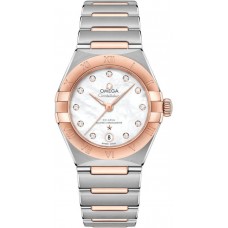 Réplique Omega Constellation Manhattan Chronometer 29 mm Cadran en nacre Diamant Or rose et acier inoxydable Montre pour femme 131.20.29.20.55.001