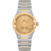 Réplique Montre pour femme Omega Constellation Manhattan Chronometer 29 mm, cadran champagne, diamant, or jaune et acier inoxydable 131.20.29.20.58.001