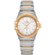 Réplique Omega Constellation Co-Axial Master Chronometer Cadran argenté Montre pour homme en or jaune et acier inoxydable 131.20.36.20.02.002