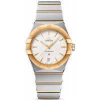 Réplique Montre Omega Constellation Quartz 36 mm avec cadran argenté, or jaune et acier inoxydable pour femme 131.20.36.60.02.002