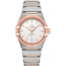 Réplique Omega Constellation Co-Axial Master Chronometer Cadran argenté Montre pour homme en or rose et acier inoxydable 131.20.39.20.02.001