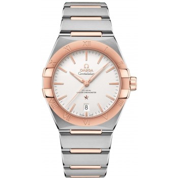 Réplique Omega Constellation Co-Axial Master Chronometer Cadran argenté Montre pour homme en or rose et acier inoxydable 131.20.39.20.02.001