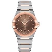 Réplique Omega Constellation Co-Axial Master Chronometer Cadran marron Montre pour homme en or rose et acier inoxydable 131.20.39.20.13.001