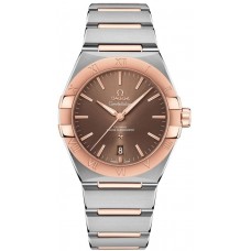 Réplique Omega Constellation Co-Axial Master Chronometer Cadran marron Montre pour homme en or rose et acier inoxydable 131.20.39.20.13.001