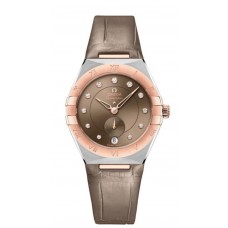 Réplique Omega Constellation Co-Axial Master Chronomètre Cadran Châtaigne Clair Bracelet En Cuir Montre Femme 131.23.34.20.63.001