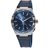 Réplique Omega Constellation Co-Axial Master Chronometer Cadran bleu Or Sedna 18 carats Bracelet en cuir bleu Montre pour homme 131.23.41.21.03.001