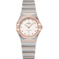 Réplique Montre pour femme Omega Constellation Manhattan Quartz 25 mm, cadran argenté, diamant, or rose et acier inoxydable 131.25.25.60.52.001