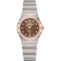 Réplique Montre pour femme Omega Constellation Manhattan Quartz 25 mm, cadran marron, diamant, or rose et acier inoxydable 131.25.25.60.63.001