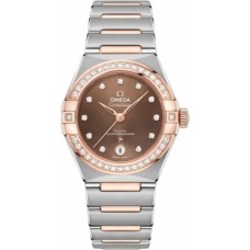 Réplique Montre pour femme Omega Constellation Manhattan Chronometer 29 mm, cadran marron, diamant, or rose et acier inoxydable 131.25.29.20.63.001