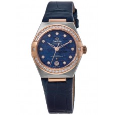 Réplique Montre Omega Constellation Co-Axial Master Chronometer avec cadran bleu et diamant pour femme 131.28.29.20.99.003