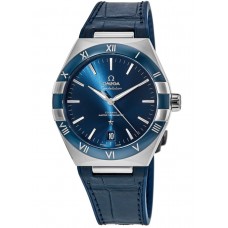 Réplique Omega Constellation Co-Axial Master Chronometer Cadran bleu Bracelet en cuir bleu Montre pour homme 131.33.41.21.03.001