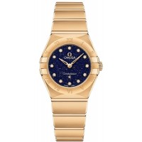 Réplique Montre pour femme Omega Constellation Manhattan Quartz 25 mm cadran bleu diamant or jaune 131.50.25.60.53.001