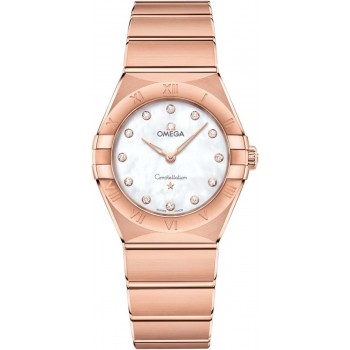 Réplique Montre pour femme Omega Constellation Manhattan Quartz 28 mm Cadran en nacre Diamant Or rose 131.50.28.60.55.001