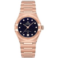 Réplique Montre Omega Constellation Manhattan Chronometer 29 mm avec cadran bleu et diamants en or rose pour femme 131.50.29.20.53.003