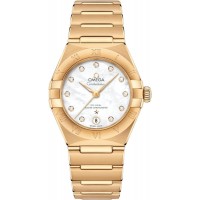 Réplique Montre Omega Constellation Manhattan Chronometer 29 mm avec cadran en nacre et diamant en or jaune pour femme 131.50.29.20.55.002