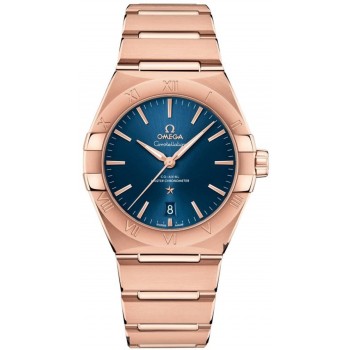 Réplique Montre Omega Constellation Co-Axial Master Chronometer Cadran bleu Sedna Gold pour homme 131.50.39.20.03.001