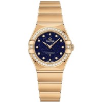 Réplique Montre pour femme Omega Constellation Manhattan Quartz 25 mm cadran bleu diamant or jaune 131.55.25.60.53.001